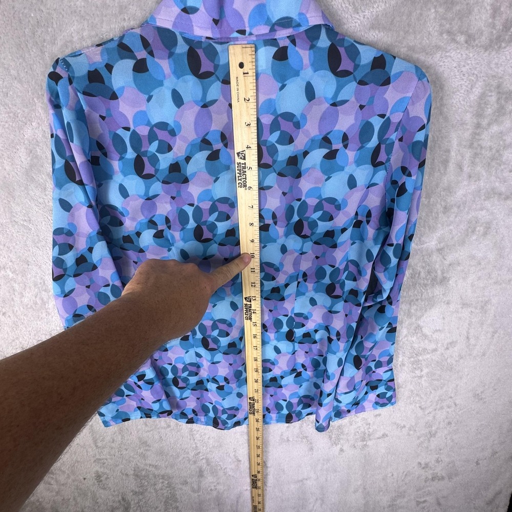 Black Market Shirt Womens Medium Blue Purple Geometric Button Up Long Sleeve USA - Picture 6 of 11